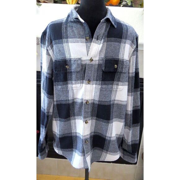 Old Navy Men's Black Buffalo Plaid 100% Cotton Flannel Shirt Medium - Picture 1 of 9